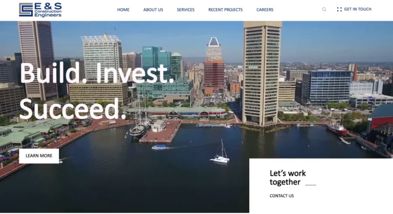 Screenshot of the E & S Construction Engineers website homepage