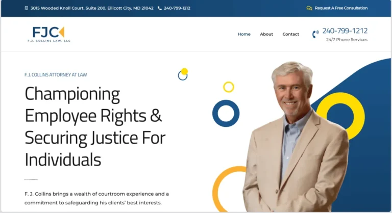 Screenshot of the F. J. Collins Law website homepage