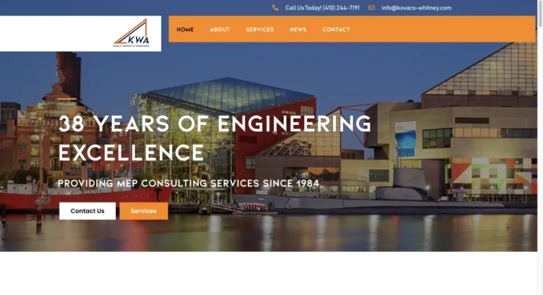 Screenshot of the Kovacs Whitney website homepage