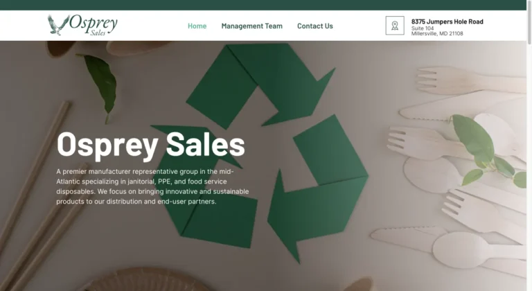 Screenshot of the Osprey Sales website homepage