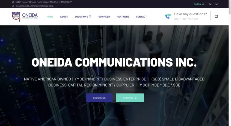 Screenshot of the Oneida Communications website homepage
