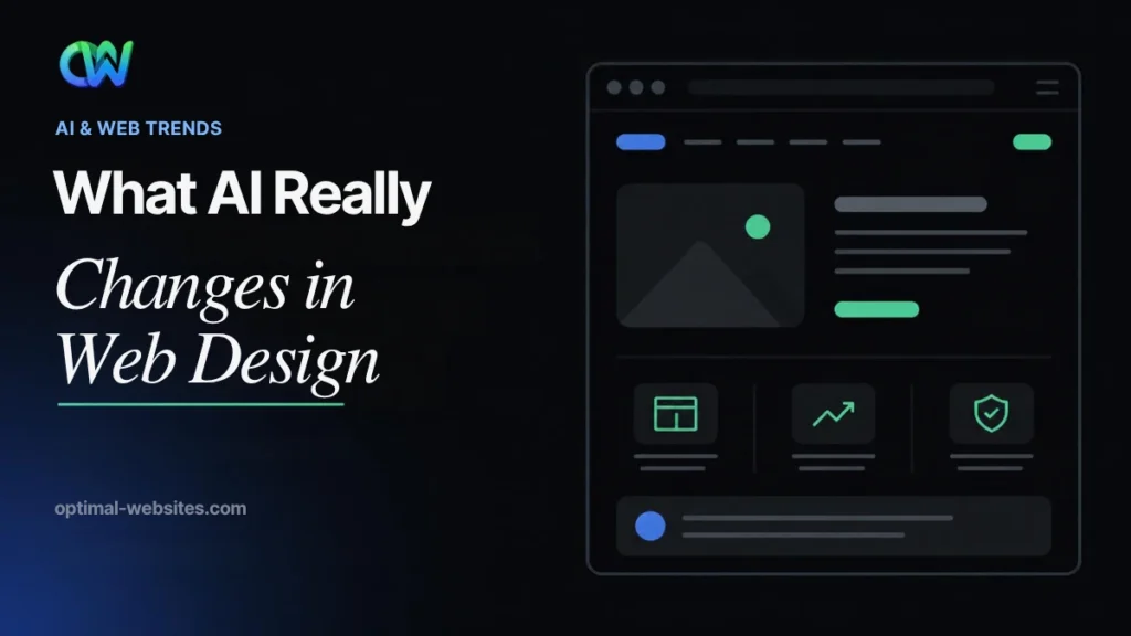 AI in web design: a designer reviewing an AI-generated website layout on a laptop