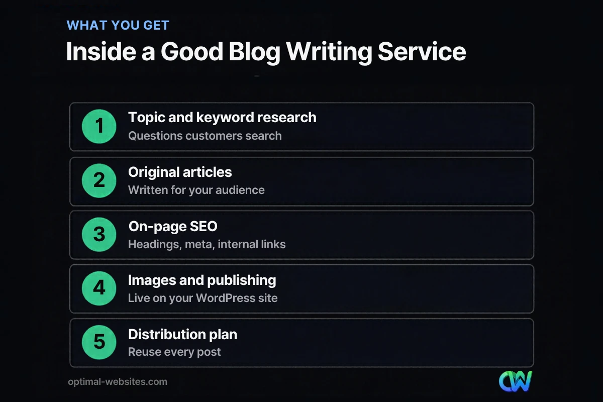 Infographic checklist of what blog writing services should include