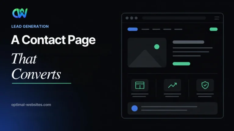 Contact page design featured graphic reading A Contact Page That Converts