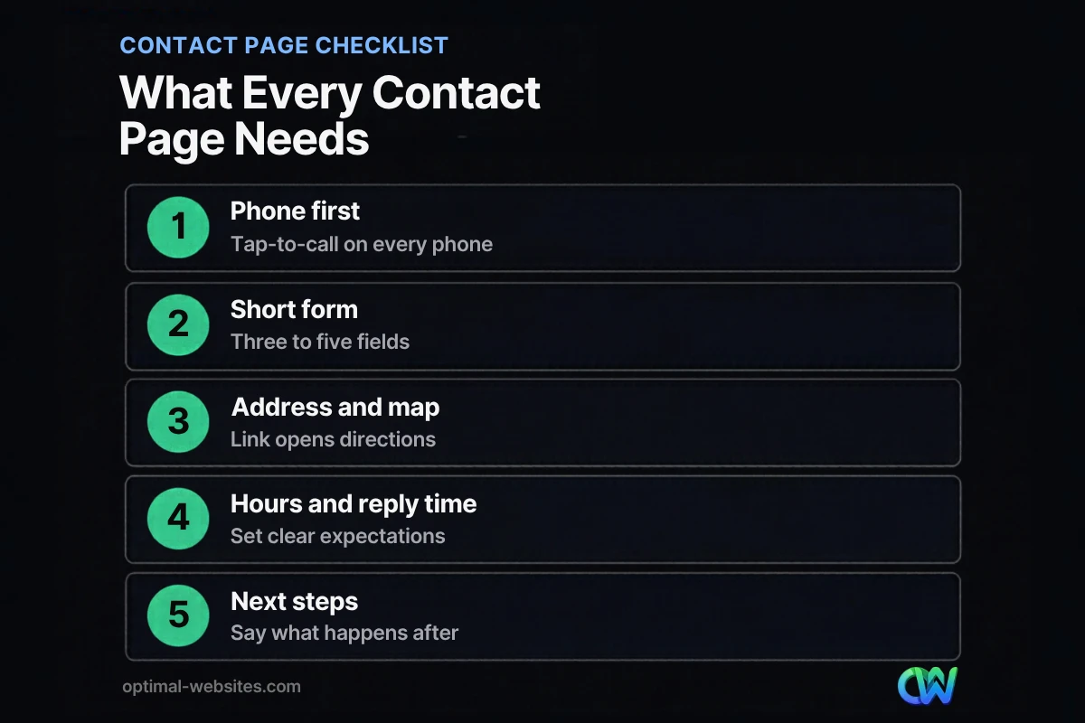 Checklist of five elements every contact page design needs