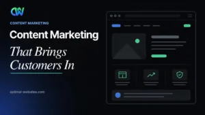 Content marketing for small business: planning blog posts and helpful content on a laptop