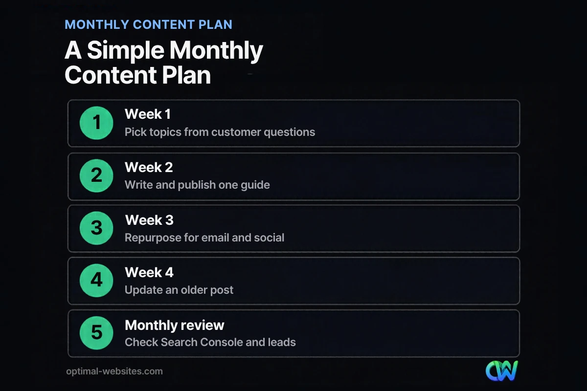 Five-step monthly plan for content marketing for small business