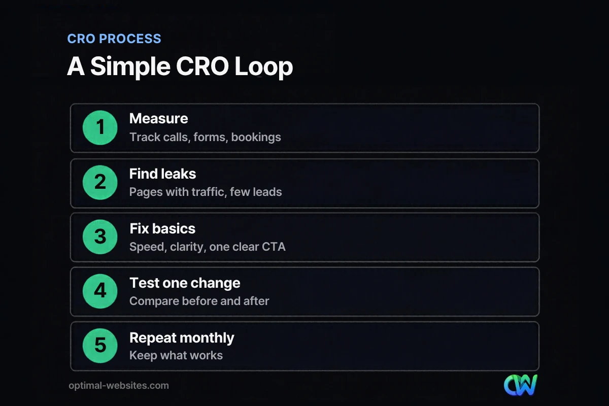 Five-step loop for conversion rate optimization for small business websites