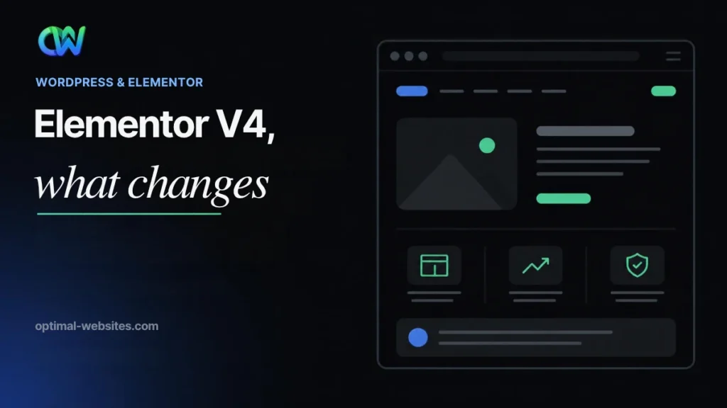 Atomic building blocks snapping into a layout grid representing Elementor V4