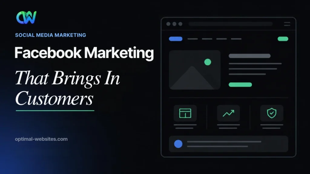 Facebook marketing for small business shown on a phone with a business Page and ad results