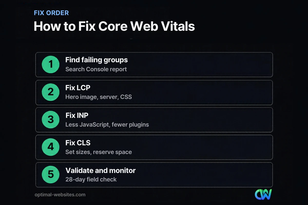 Five steps to fix Core Web Vitals issues for LCP, INP and CLS