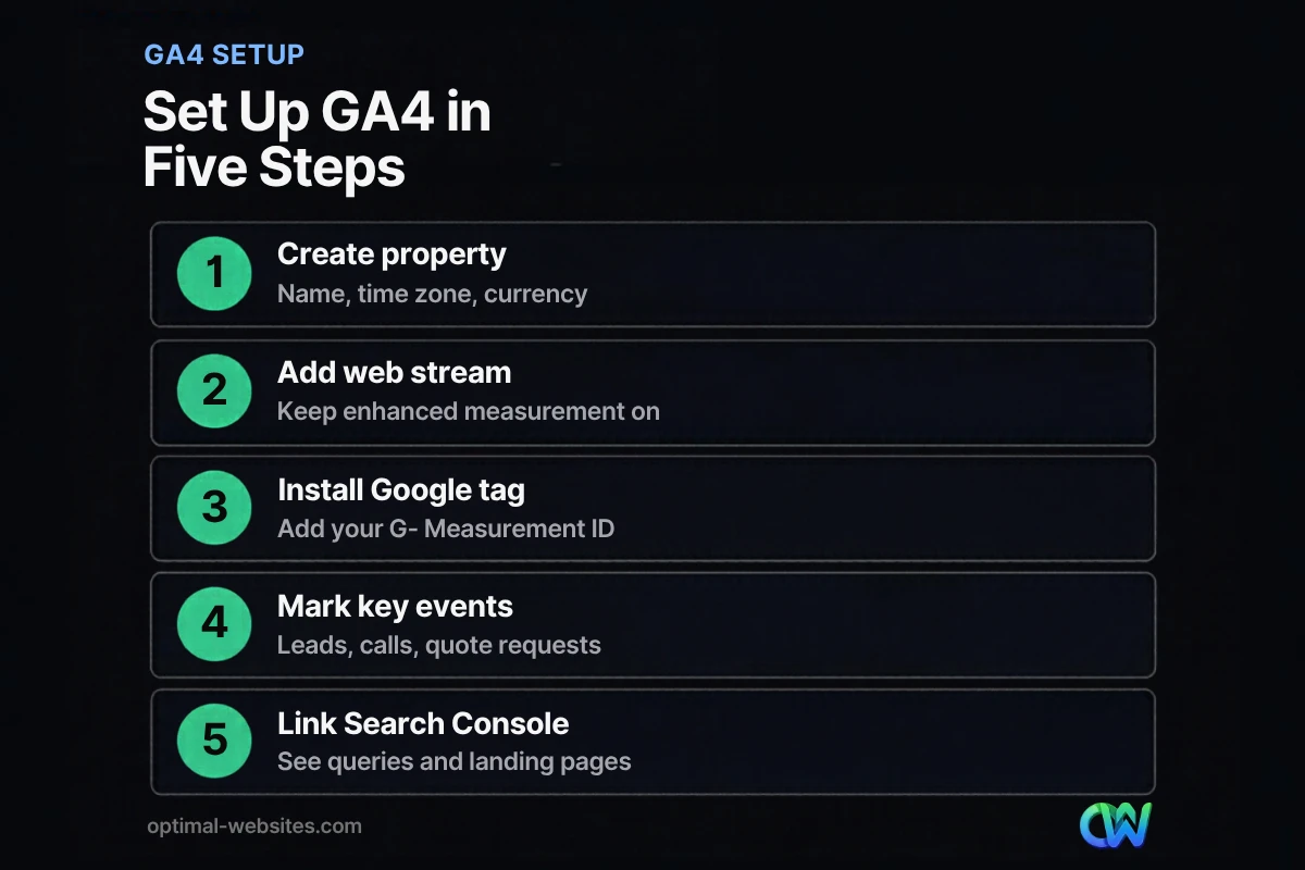 Five-step checklist for setting up Google Analytics 4 for small business