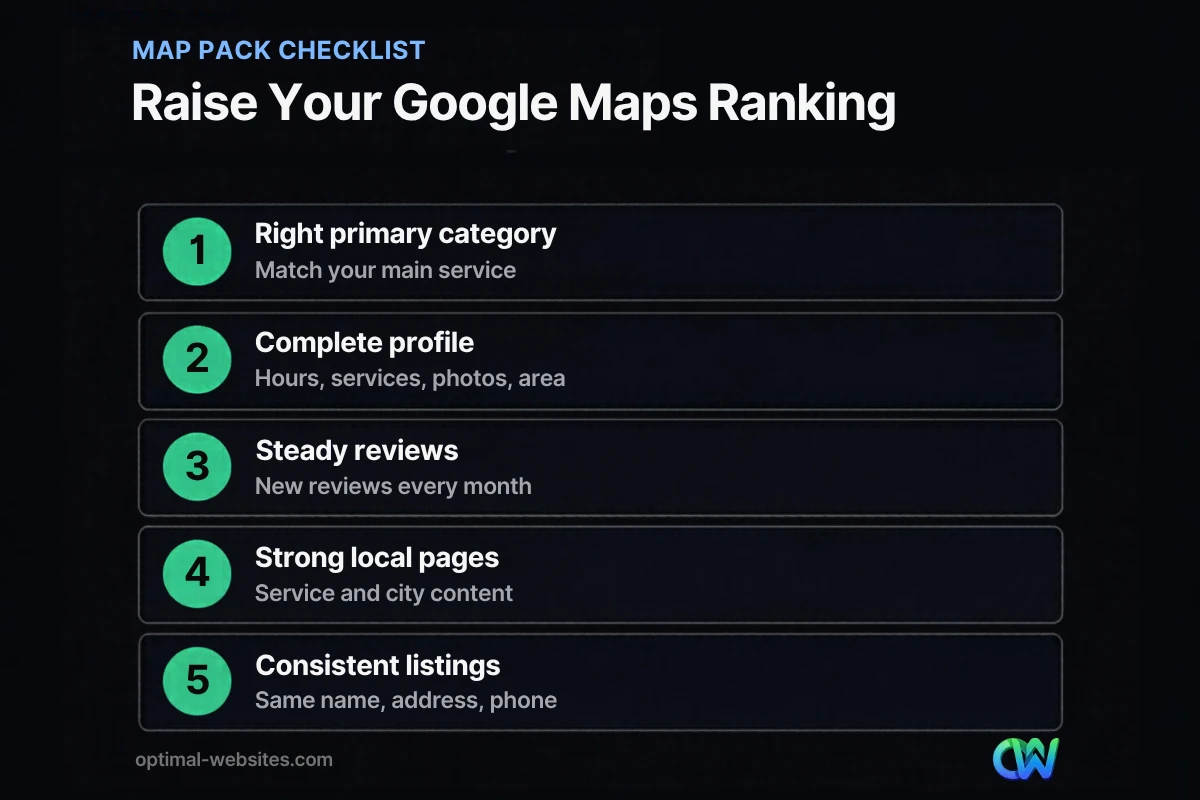 Infographic checklist to improve Google Maps ranking for local businesses