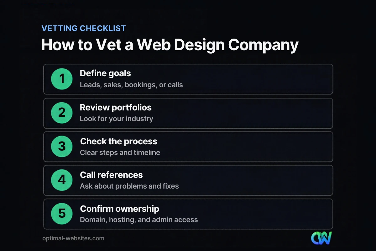 Checklist of steps for hiring a web design company