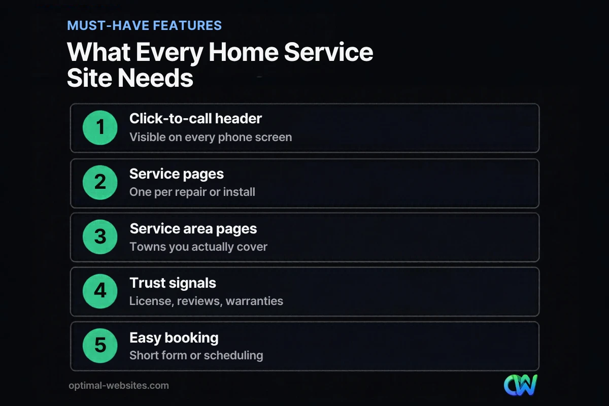 Checklist of must-have features for home service website design