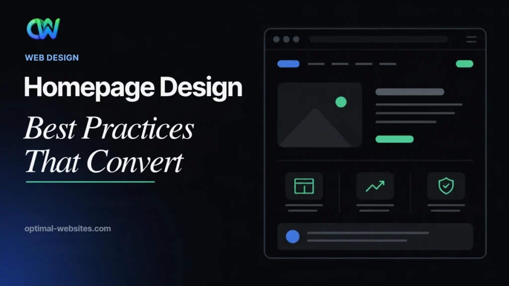 Homepage design best practices illustrated on a small business website layout
