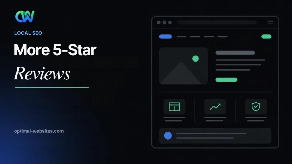 How to get more Google reviews headline, more 5-star reviews, beside a website mockup