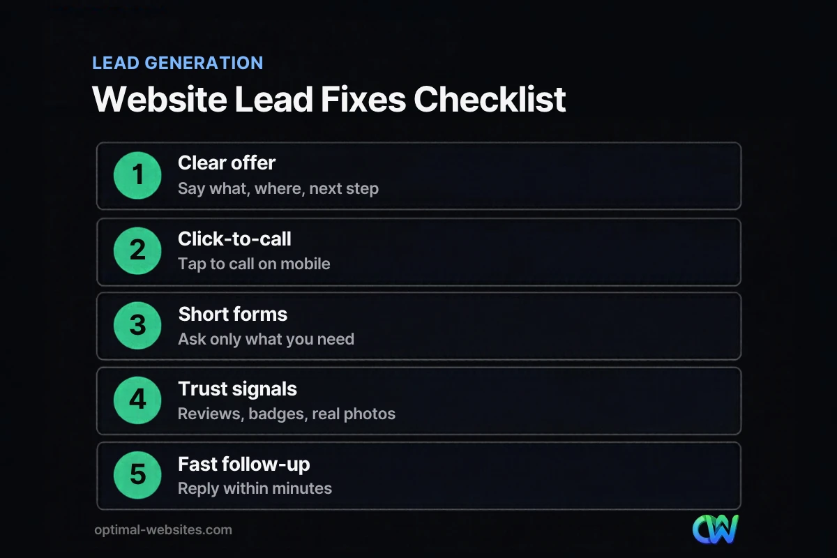Infographic checklist of how to get more leads from your website