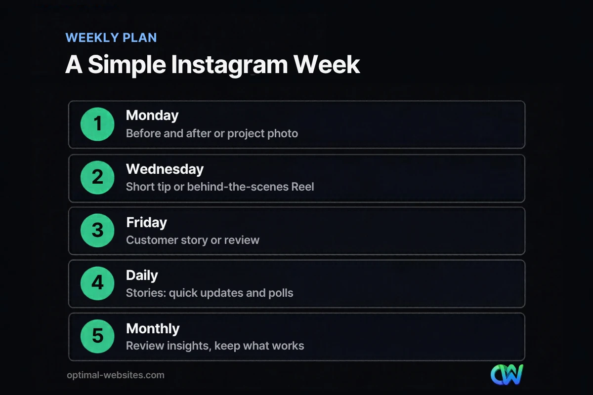 Weekly content plan for Instagram for local business