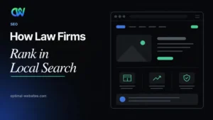 Law firm SEO featured graphic about how attorneys rank for local searches