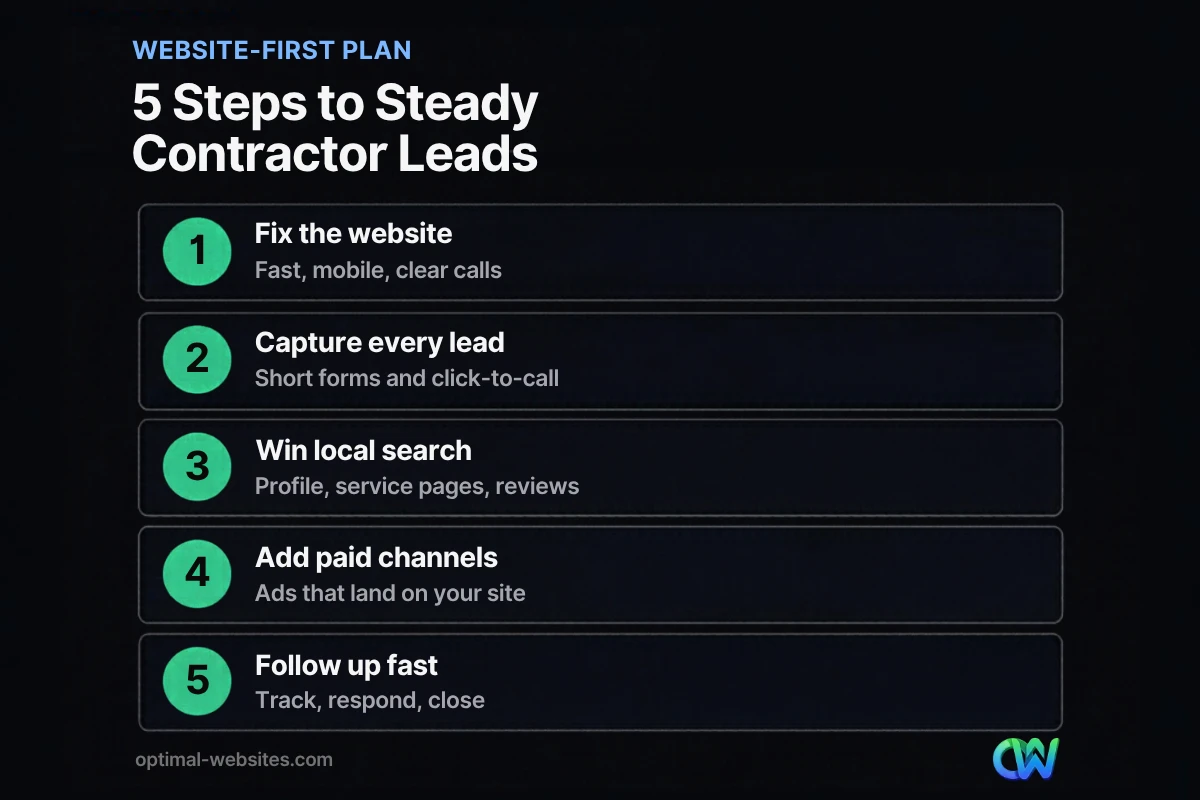 Five-step website-first plan for contractor lead generation
