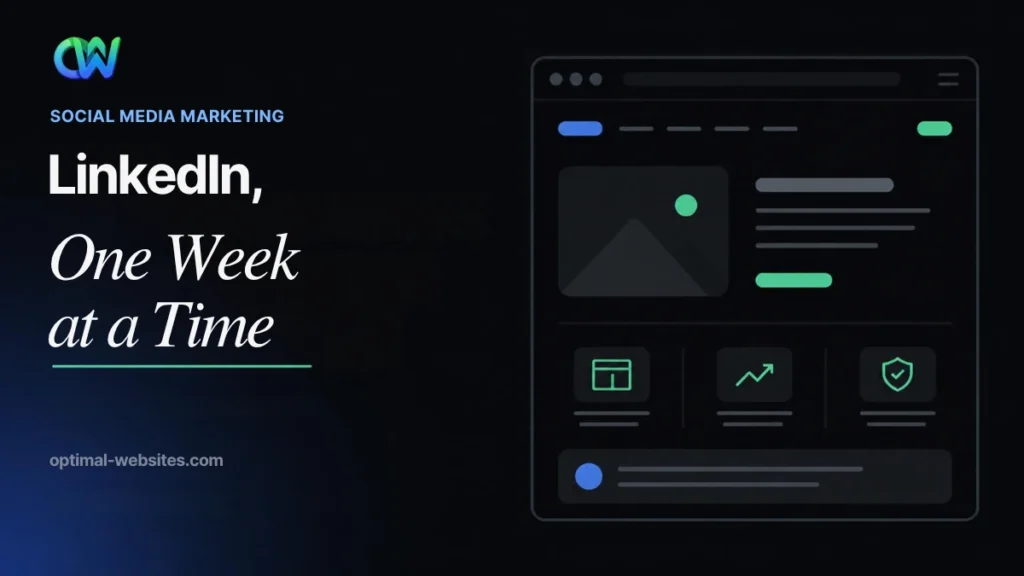Weekly planner with post cards on Monday, Wednesday and Friday for LinkedIn marketing for small business