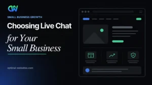 Small business owner comparing live chat software for small business on a laptop