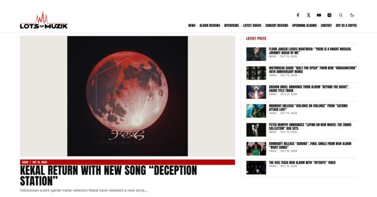 Screenshot of the Lots of Muzik website homepage