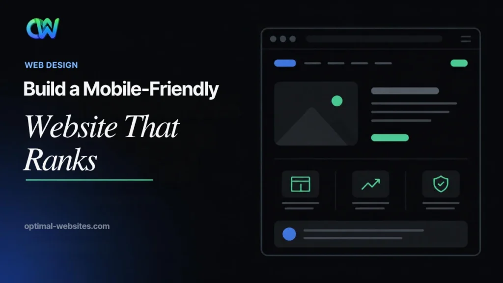 Smartphone showing a mobile-friendly website with a responsive layout