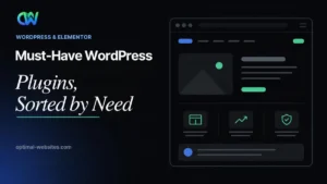 Must-have WordPress plugins grouped by SEO, caching, security, backups, forms, images and analytics