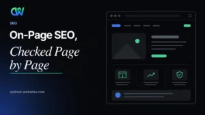 Website mockup illustrating an on-page SEO checklist for service business websites