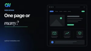 Single long page next to stacked page cards comparing a one page vs multi page website