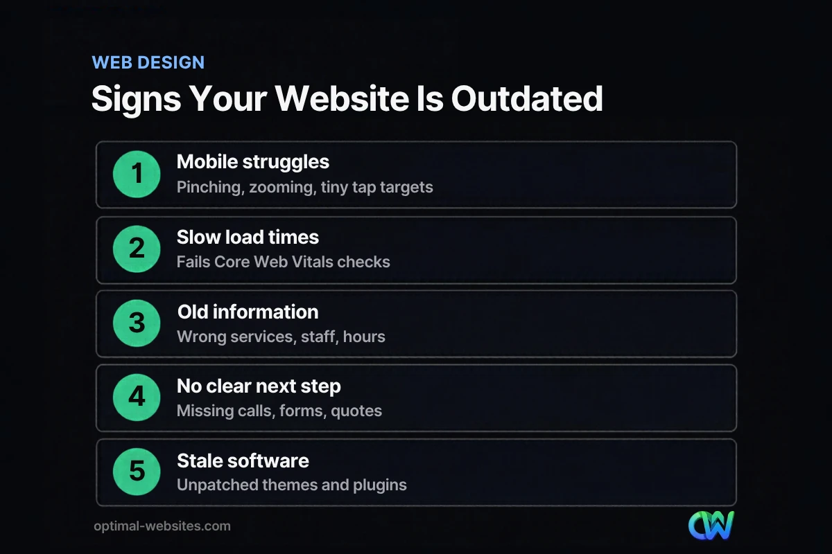 Checklist of five signs your website is outdated
