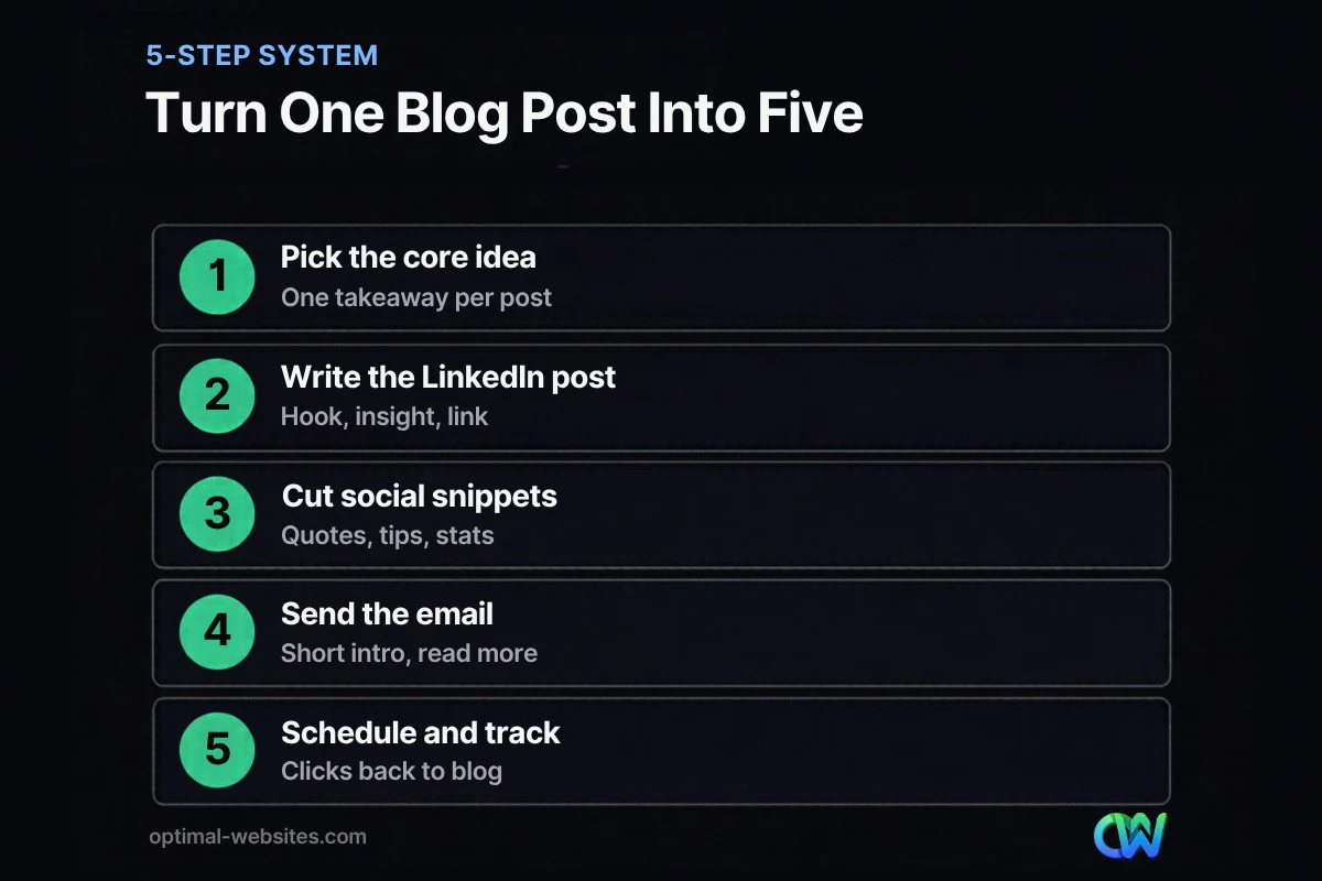 Five steps to repurpose blog content into LinkedIn, social and email posts