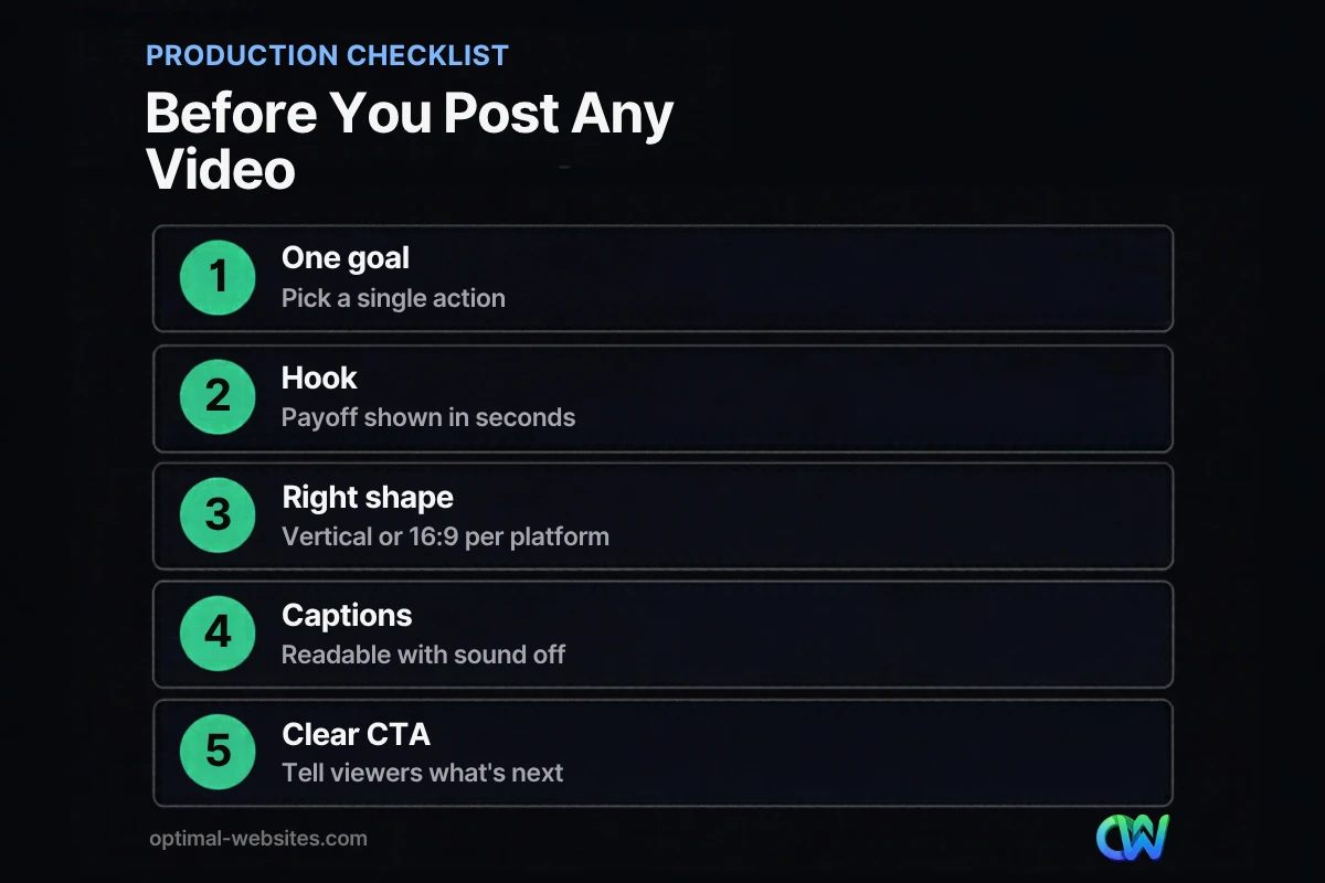 Social media video marketing production checklist with five steps for small businesses