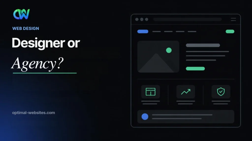 Split card comparing a single designer and a team for web designer vs agency