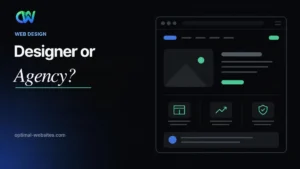 Split card comparing a single designer and a team for web designer vs agency