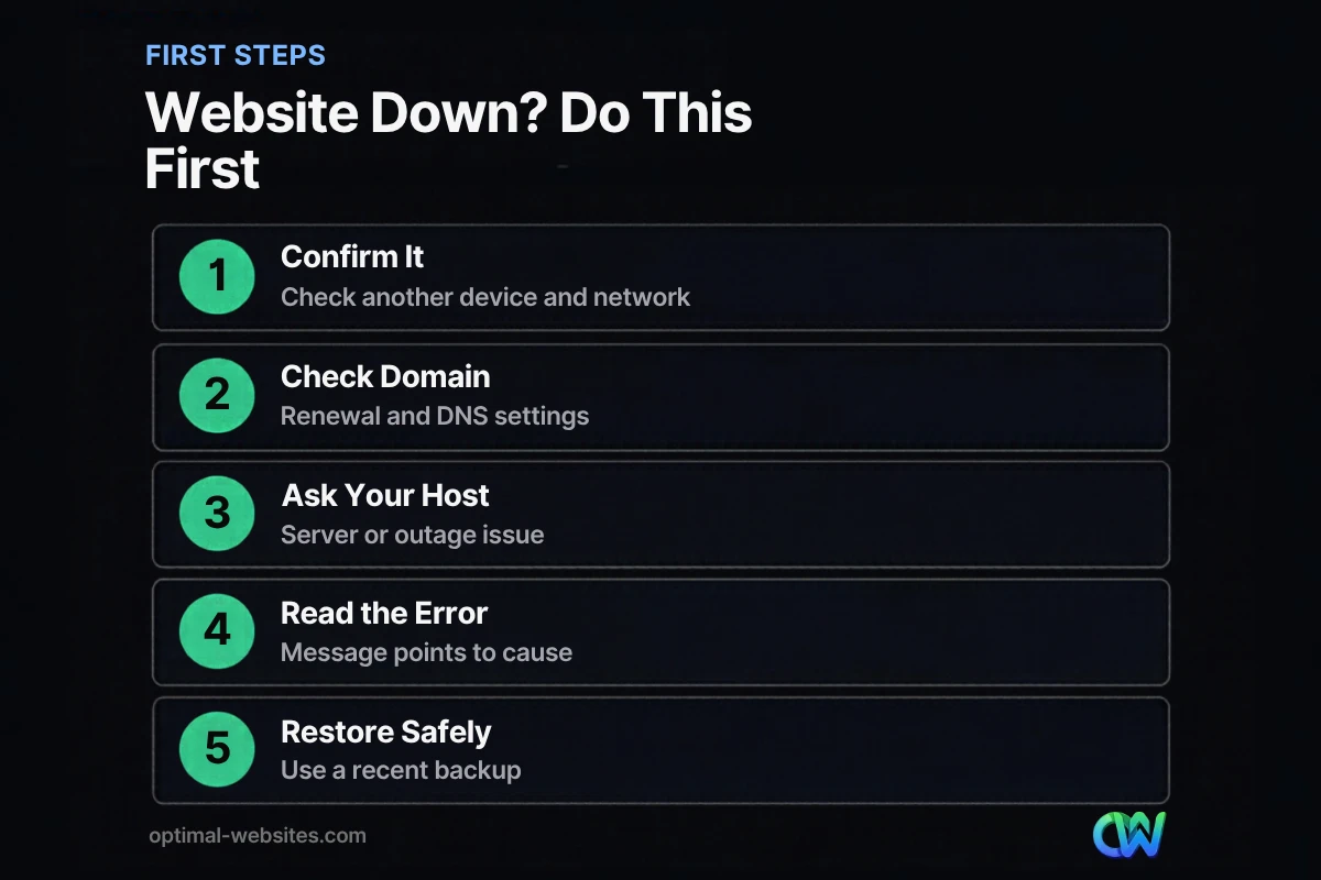 Five first steps to take when your website is down