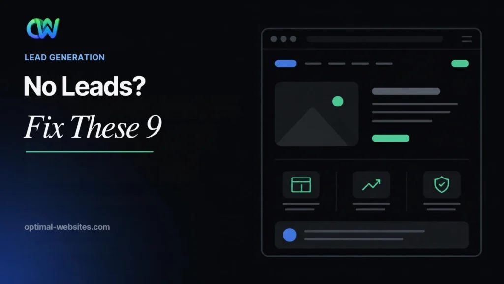 Website not generating leads headline, fix these 9 problems, beside a website mockup