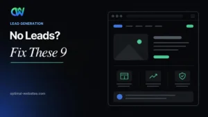Website not generating leads headline, fix these 9 problems, beside a website mockup