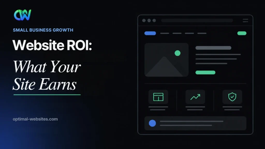 Website ROI headline graphic with a website mockup
