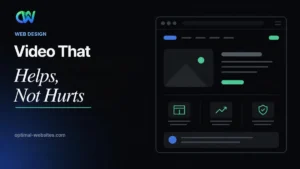 Website video headline graphic with a website mockup