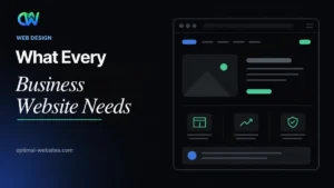 Checklist showing what does a business website need, from essential pages to must-have features