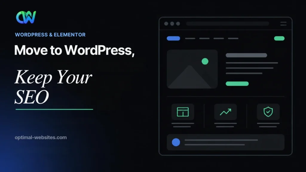 Wix to WordPress migration graphic reading Move to WordPress, Keep Your SEO