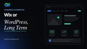 Two platform scorecards comparing ownership, SEO and cost for wix vs wordpress